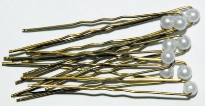 SOLIDA vlásenky bronzové 50 mm balenie 10 ks s perlou 5 mm