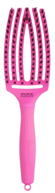 OLIVIA GARDEN Finger Brush kefa na vlasy masážna 6-radová stredná Neon Pink