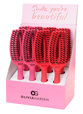 OLIVIA GARDEN Finger Brush Combo Set kefa na vlasy masážna 6-radová stredná 12 ks farebný mix
