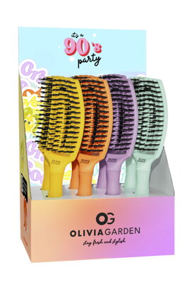 OLIVIA GARDEN Finger Brush Nineties Combo Set kefa na vlasy masážna 6-radová stredná 12 ks farebný mix (bez stojanu)