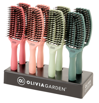 OLIVIA GARDEN Finger Brush Combo Set kefa na vlasy masážna 6-radová stredná 12 ks farebný mix