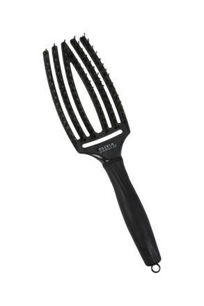 OLIVIA GARDEN Finger Brush kefa na vlasy masážna 6-radová stredná Black Onyx