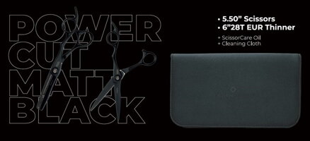 OLIVIA GARDEN PowerCut Matt Black Set 6,25" + effi 6,28"