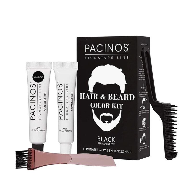 PACINOS Hair &amp; Beard Color Kit - Black 30 + 30 ml