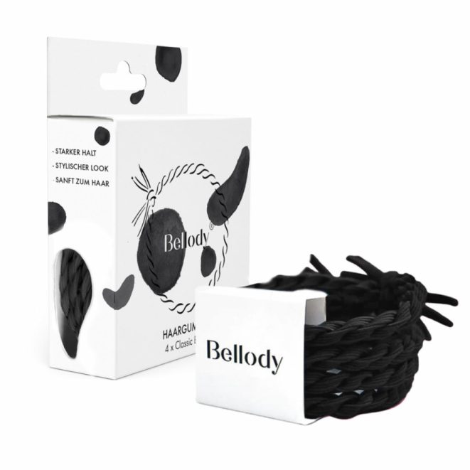 BELLODY Hair Ties gumičky do vlasov Black 4 ks