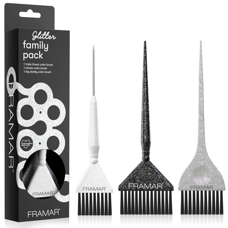 FRAMAR Glitter Family Pack štetce na farbenie vlasov 3ks šírka 4,5 - 5 - 6,5 cm