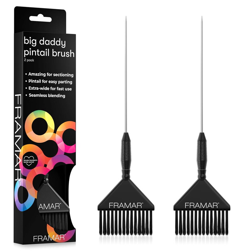 FRAMAR Pin Tail Big Daddy Brush set 2 ks štetec na farbenie vlasov čierny šírka 6,5 cm
