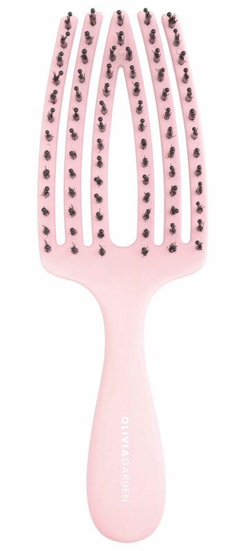 OLIVIA GARDEN Finger Brush Mini Pink kefa na vlasy masážna 6-radová malá