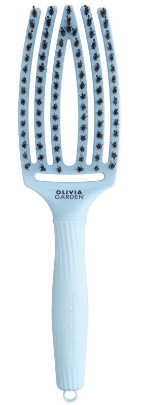 OLIVIA GARDEN Finger Brush Pastel Blue kefa na vlasy masážna 6-radová stredná 