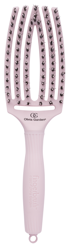 OLIVIA GARDEN Finger Brush Pastel Pink kefa na vlasy masážna 6-radová stredná 