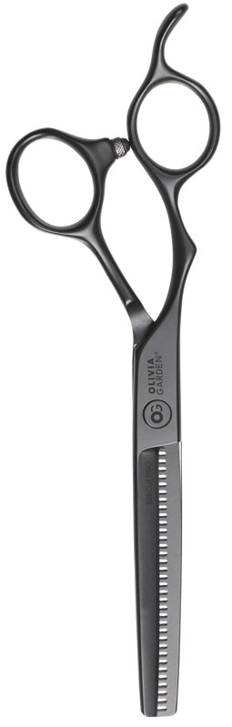 OLIVIA GARDEN Silk Cut 6,35&quot; Matt Black efilačné ľavácke kadernícke nožnice 35 zubov