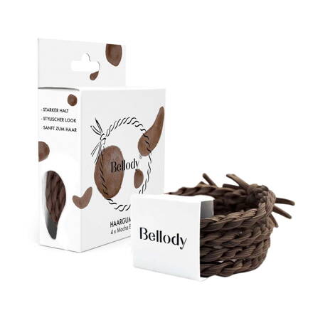 BELLODY Hair Ties gumičky do vlasov Mocha Brown 4 ks