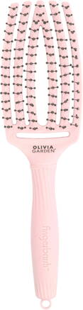 OLIVIA GARDEN Finger Brush Pink Double Bristles kefa na vlasy masážna 6-radová stredná dvojité plastové piny 